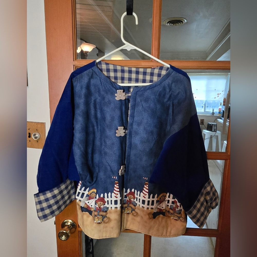 Teddy Bear Corduroy And Quilt Print Jacket